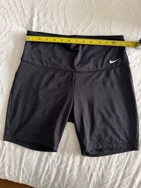 Nike Black High-Waist Bike Shorts with White Swoosh